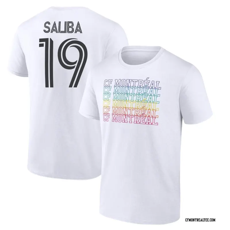 Men's CF Montréal ＃19 Nathan Saliba White Name & Number City Pride T-Shirt