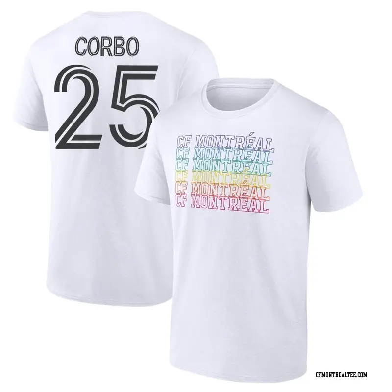 Men's CF Montréal ＃25 Gabriele Corbo White Name & Number City Pride T-Shirt