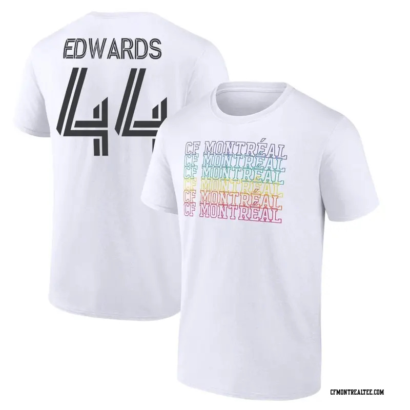 Men's CF Montréal ＃44 Raheem Edwards White Name & Number City Pride T-Shirt