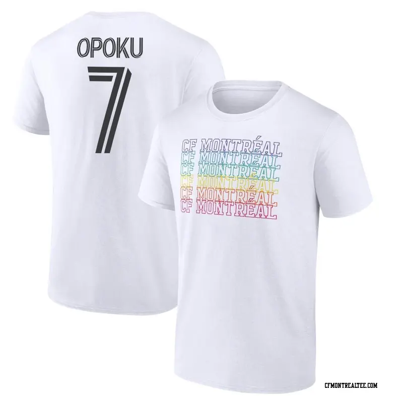 Men's CF Montréal ＃7 Kwadwo Opoku White Name & Number City Pride T-Shirt