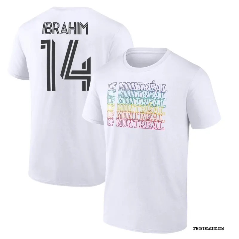 Youth CF Montréal ＃14 Sunusi Ibrahim White Name & Number City Pride T-Shirt