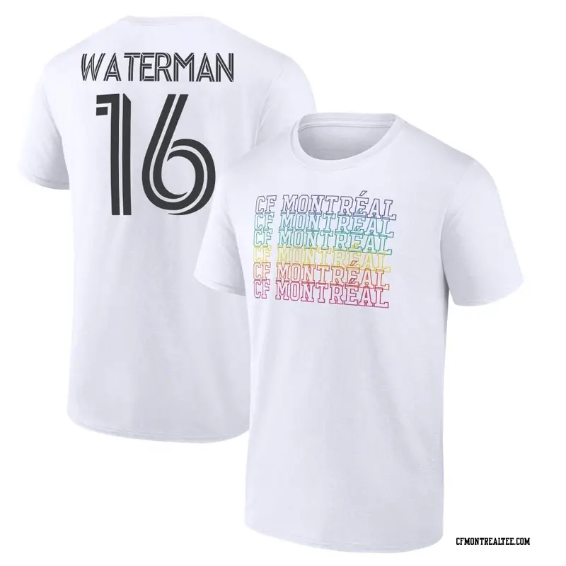 Youth CF Montréal ＃16 Joel Waterman White Name & Number City Pride T-Shirt