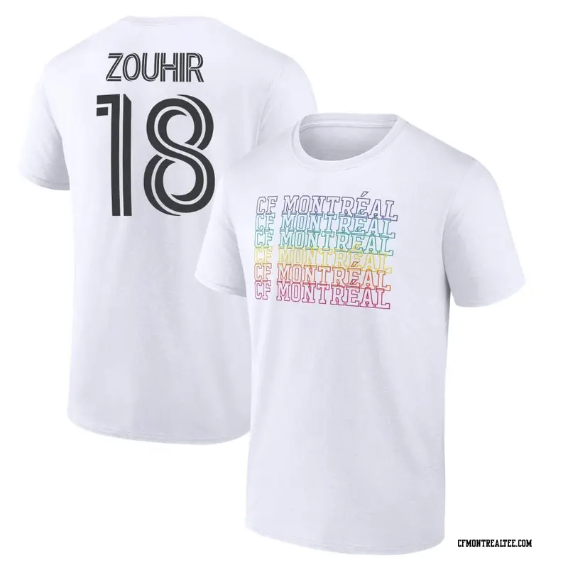 Youth CF Montréal ＃18 Rida Zouhir White Name & Number City Pride T-Shirt