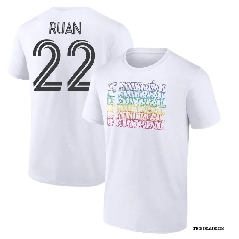 Youth CF Montréal ＃22 Ruan White Name & Number City Pride T-Shirt