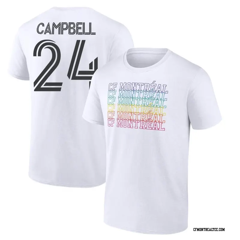 Youth CF Montréal ＃24 George Campbell White Name & Number City Pride T-Shirt