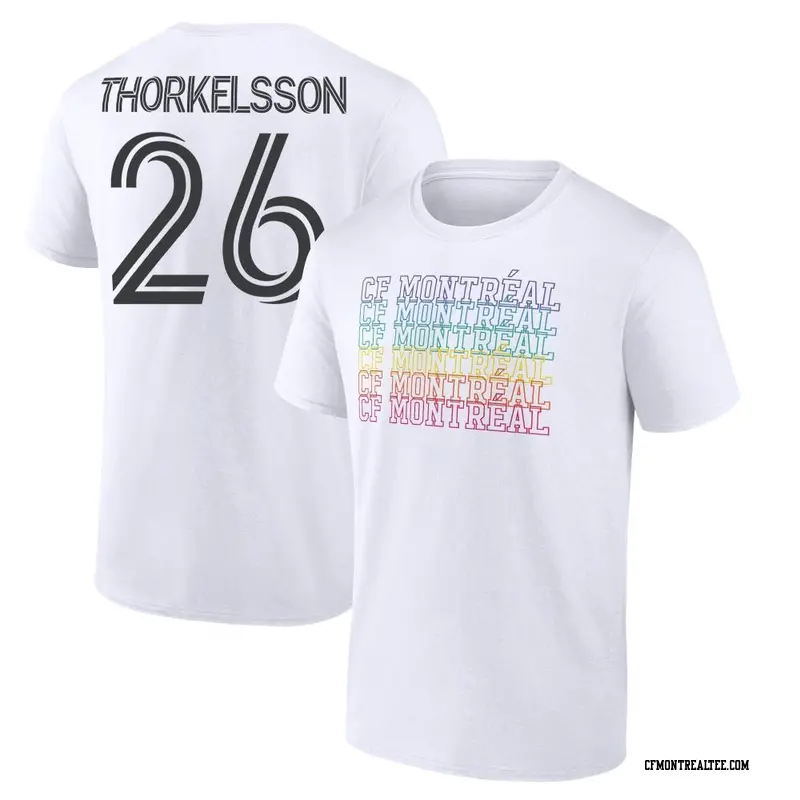 Youth CF Montréal ＃26 Róbert Orri Thorkelsson White Name & Number City Pride T-Shirt