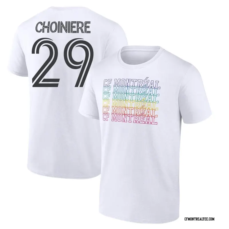 Youth CF Montréal ＃29 Mathieu Choinière White Name & Number City Pride T-Shirt