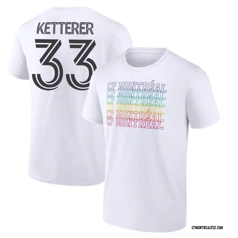 Youth CF Montréal ＃33 Logan Ketterer White Name & Number City Pride T-Shirt