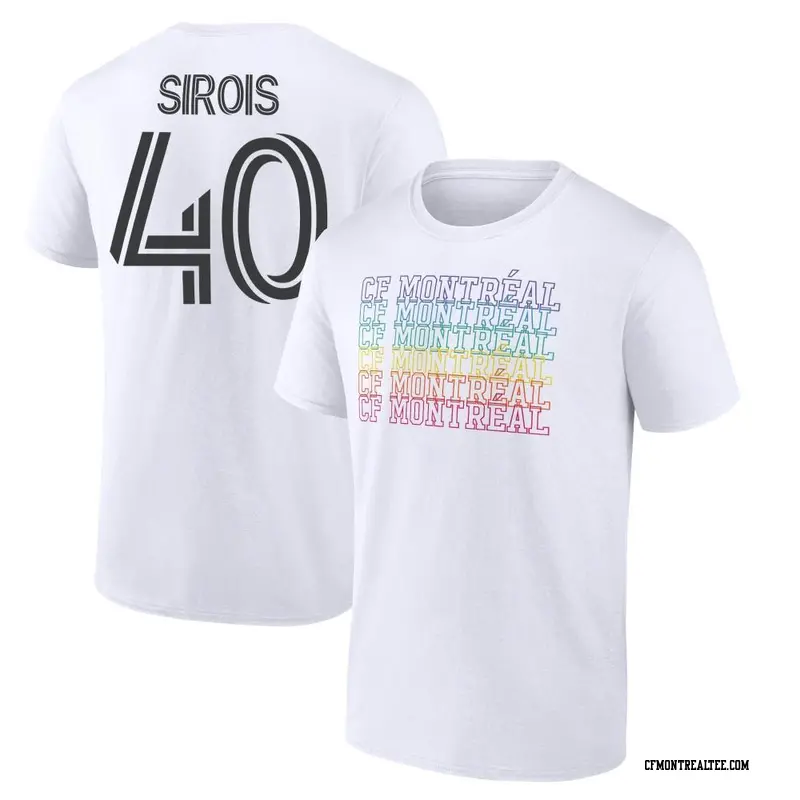 Youth CF Montréal ＃40 Jonathan Sirois White Name & Number City Pride T-Shirt