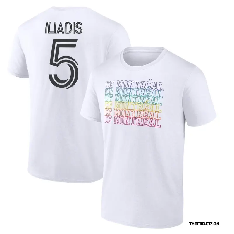 Youth CF Montréal ＃5 Ilias Iliadis White Name & Number City Pride T-Shirt