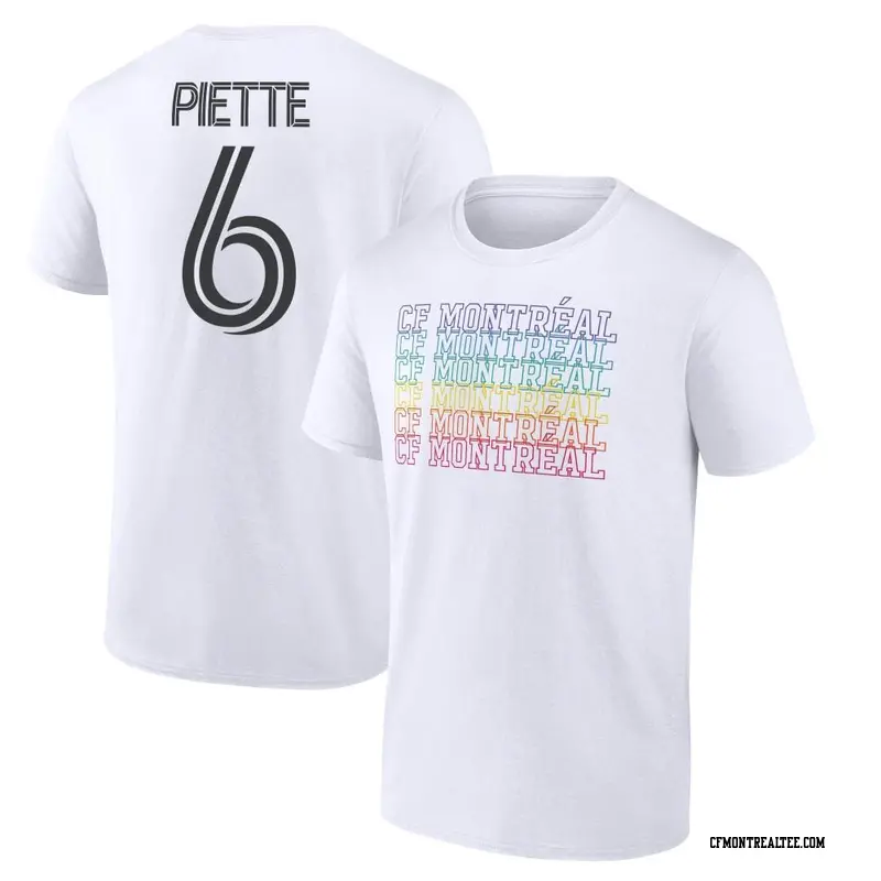 Youth CF Montréal ＃6 Samuel Piette White Name & Number City Pride T-Shirt