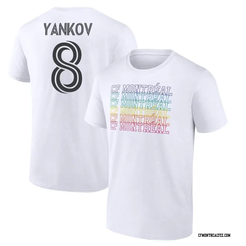 Youth CF Montréal ＃8 Dominik Yankov White Name & Number City Pride T-Shirt